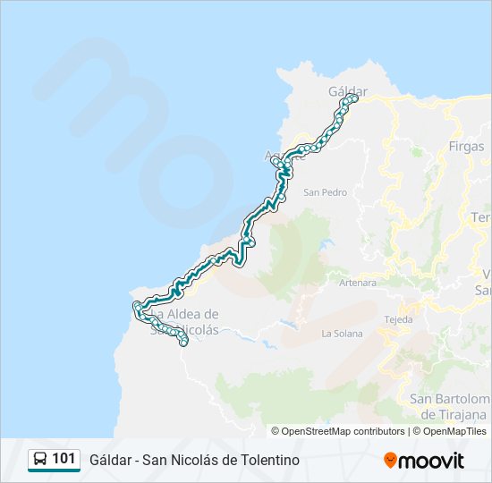 Mapa de 101 de autobús