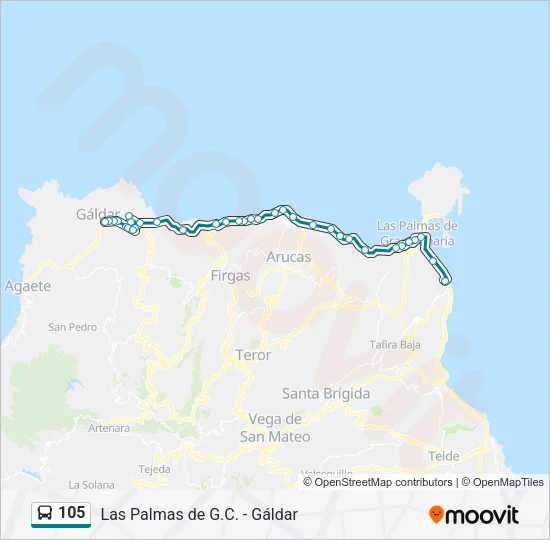 105 Bus Line Map