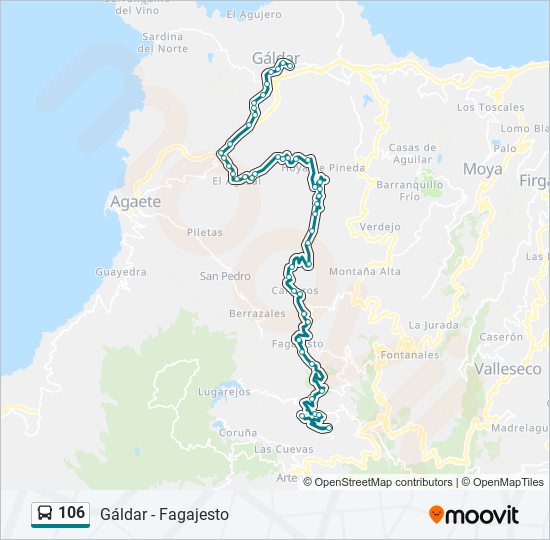 Mapa de 106 de autobús