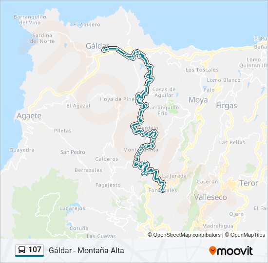 Mapa de 107 de autobús