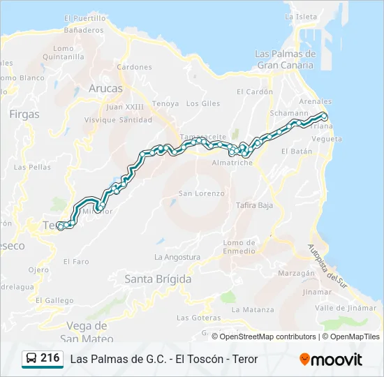 216 Bus Line Map