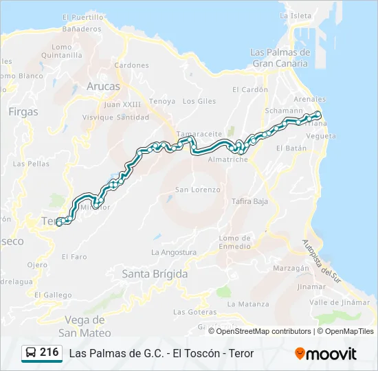 216 Bus Line Map