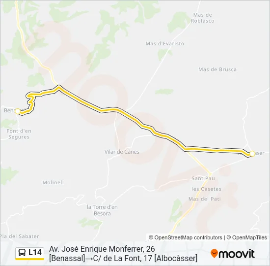 L14 Bus Line Map