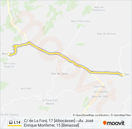 L14 Bus Line Map