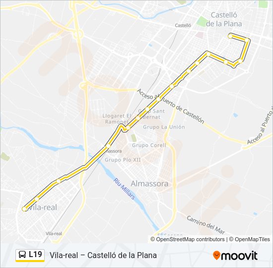 Mapa de L19 de autobús