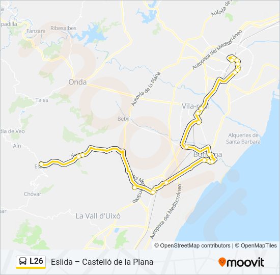 Mapa de L26 de autobús