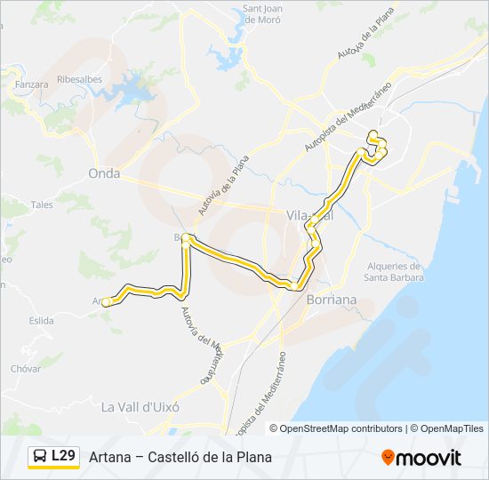 Mapa de L29 de autobús