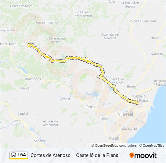 Mapa de L6A de autobús