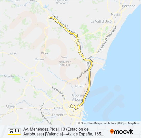 L1 bus Mapa de línia