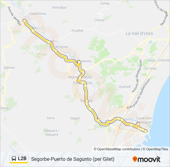 Mapa de L2B de autobús
