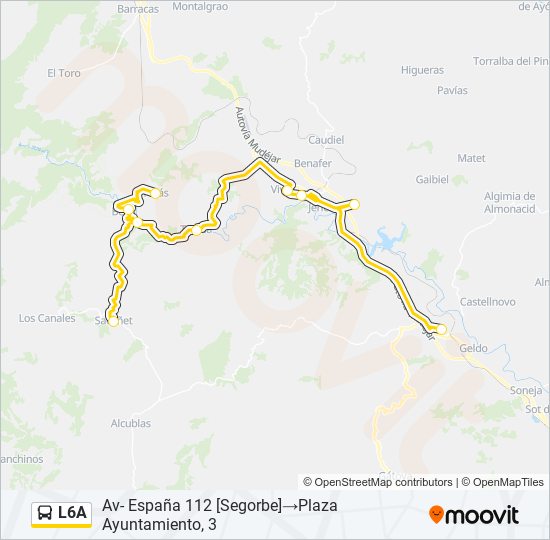 Mapa de L6A de autobús
