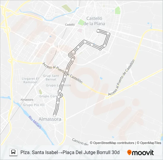 CASTELLON-ALMASSORA bus Mapa de línia