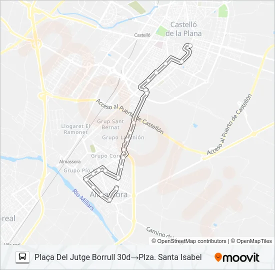 CASTELLON-ALMASSORA bus Mapa de línia