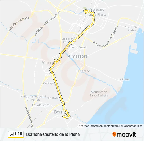 L18 bus Mapa de línia