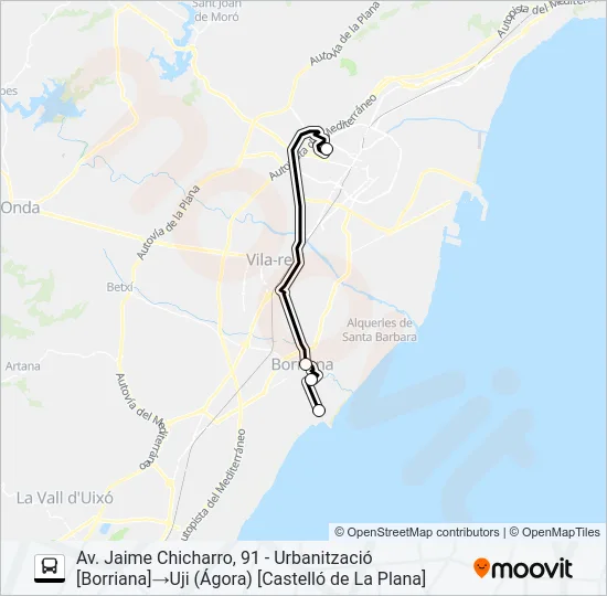 BORRIANA - ALMASSORA - UJI Bus Line Map