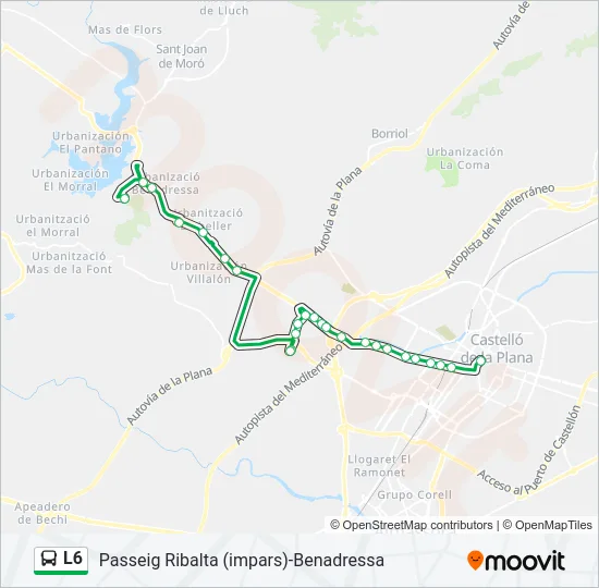 Mapa de L6 de autobús