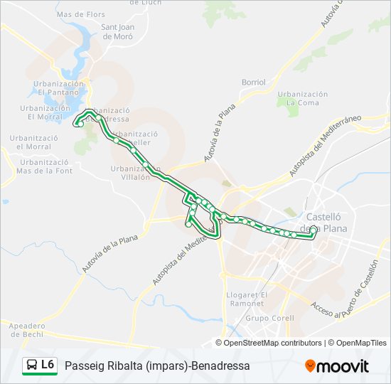 Mapa de L6 de autobús