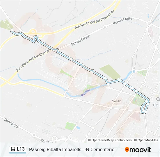 L13 bus Mapa de línia