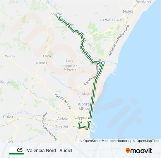 C5 tren Mapa de línia