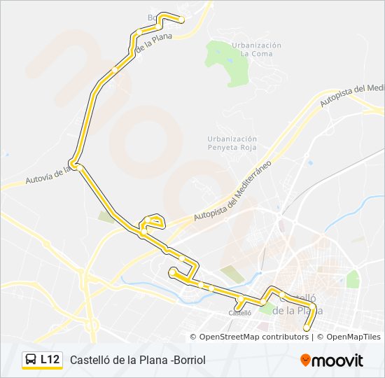 Mapa de L12 de autobús
