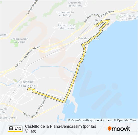 Mapa de L13 de autobús