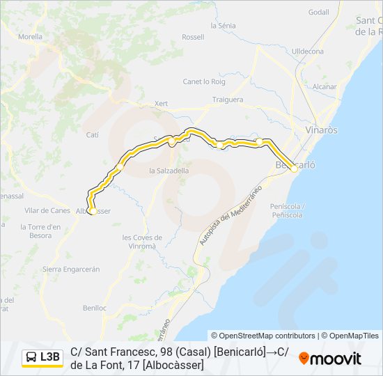 Mapa de L3B de autobús