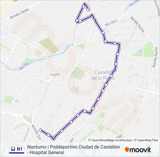 N1 Bus Line Map