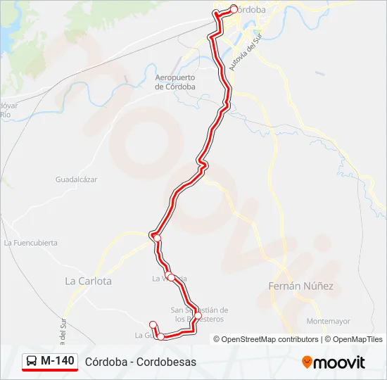 M-140 Bus Line Map