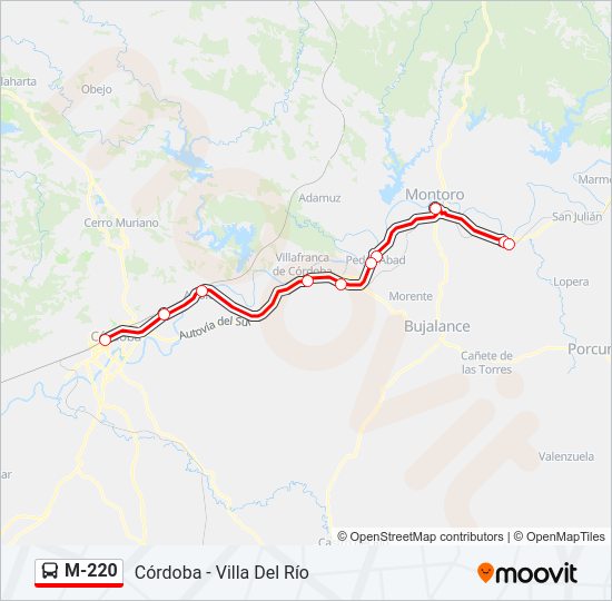 Mapa de M-220 de autobús