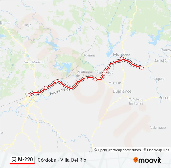 M-220 Bus Line Map