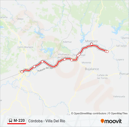 M-220 Bus Line Map