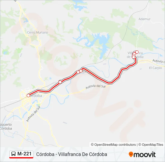 M-221 Bus Line Map