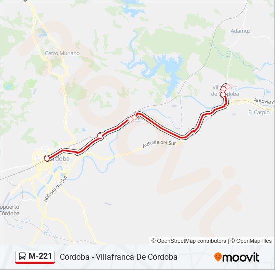 M-221 bus Line Map