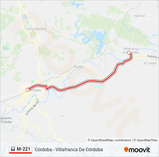 M-221 Bus Line Map