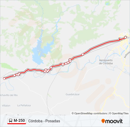 Mapa de M-250 de autobús