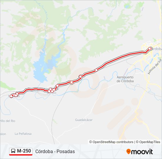 Mapa de M-250 de autobús