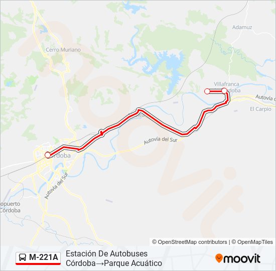 Mapa de M-221A de autobús
