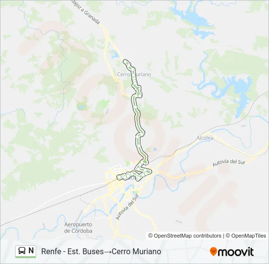 N Bus Line Map