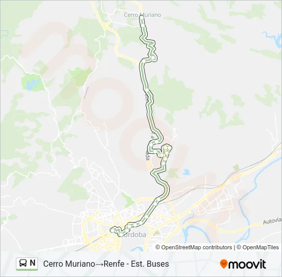 N Bus Line Map