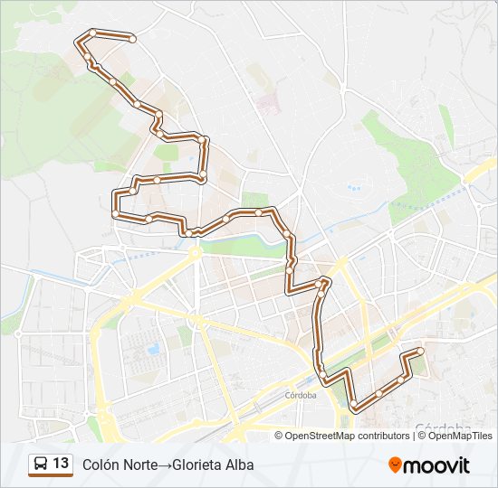 Mapa de 13 de autobús