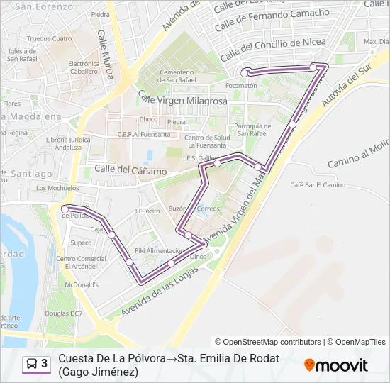 3 Bus Line Map