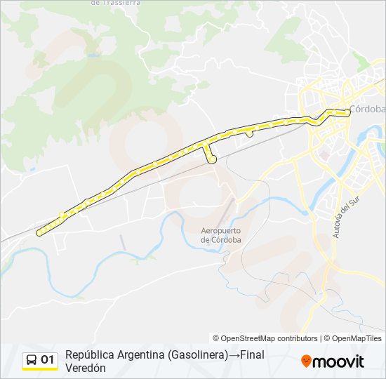 O1 bus Mapa de línia