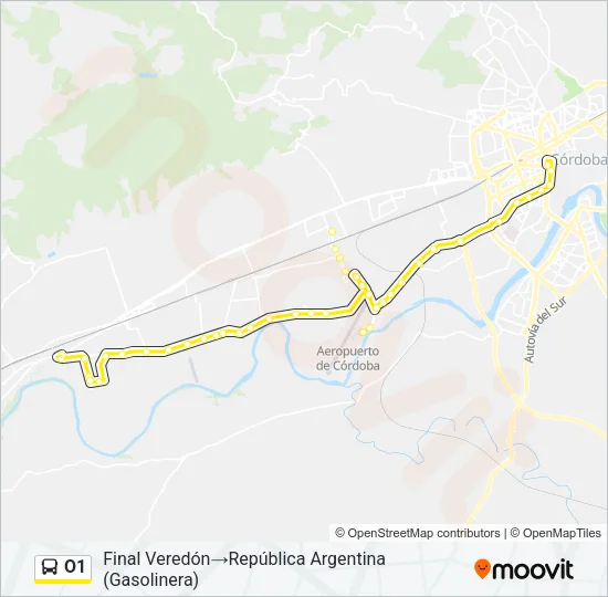O1 Bus Line Map
