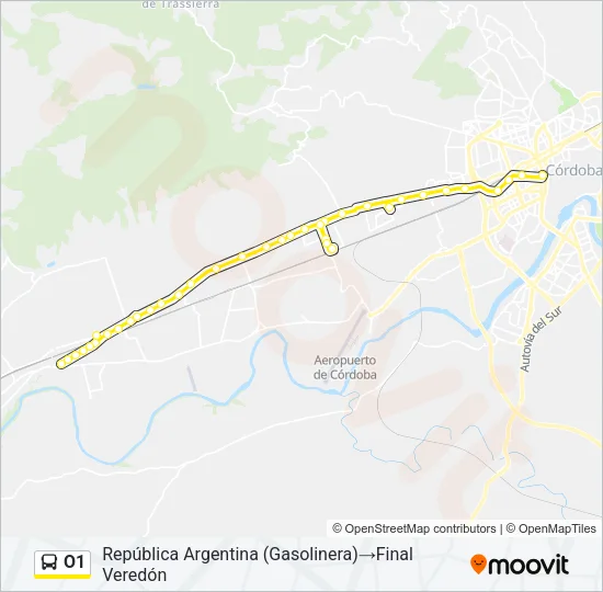 O1 Bus Line Map