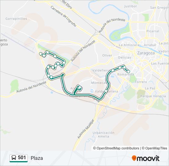 501 bus Mapa de línia