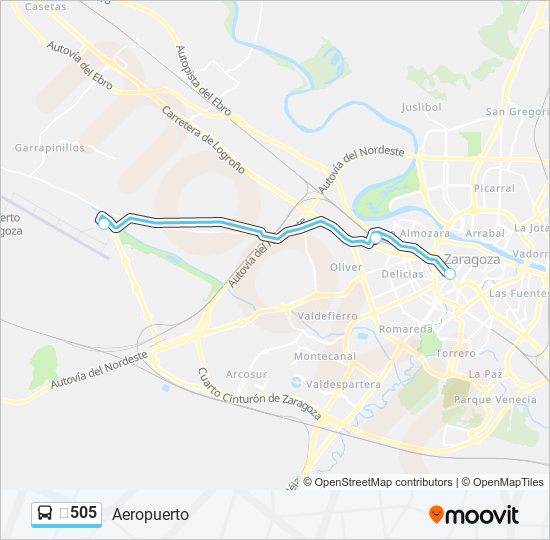 ✈️505 bus Mapa de línia