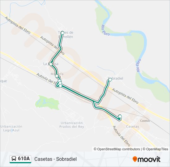 Mapa de 610A de autobús