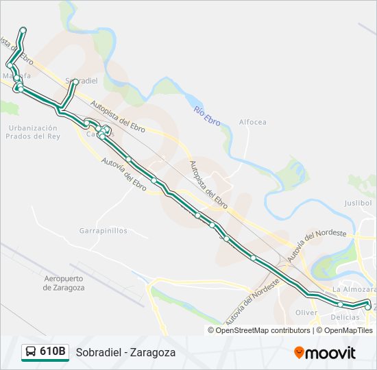 Mapa de 610B de autobús