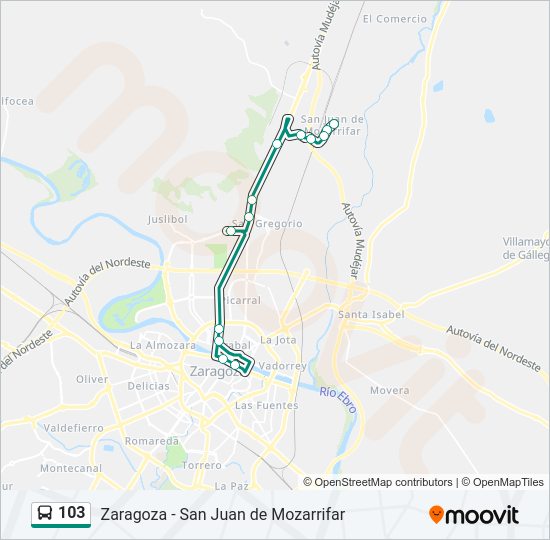 103 Route: Schedules, Stops & Maps - Zaragoza (Updated)