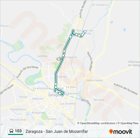103 Bus Line Map